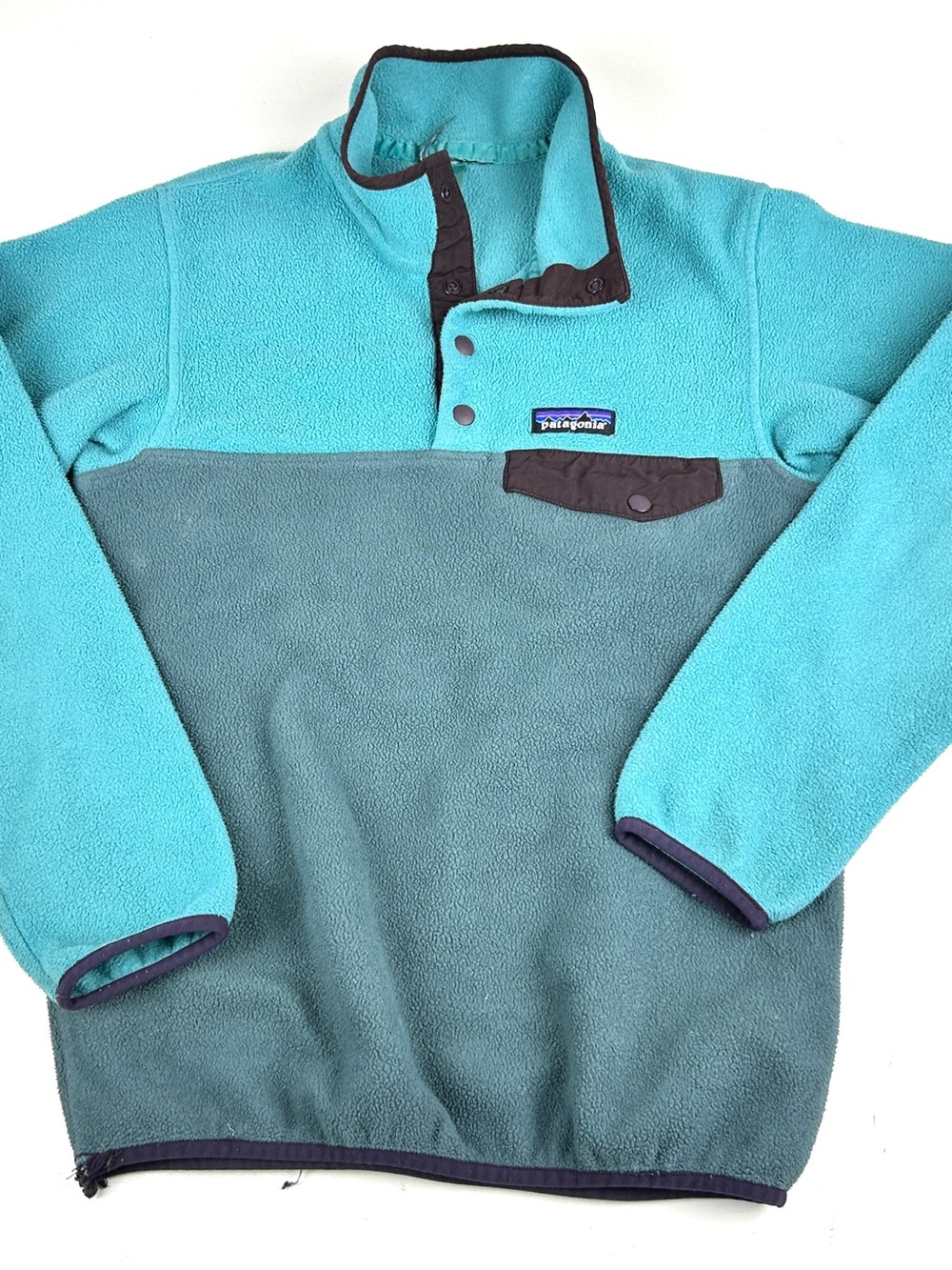 Patagonia Sweater Fleece Jacket 1/4 Snap Aqua And Teal Blue womens XXS